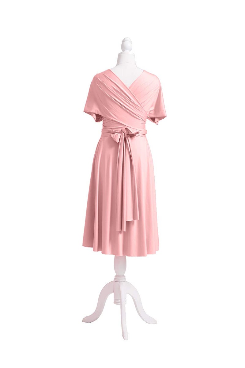 72styles Short Infinity Dresses for Bridesmaids - Dusty Rose Convertible Dresses - Midi Transformer Multiway Twist Wrap Dress - Image 3
